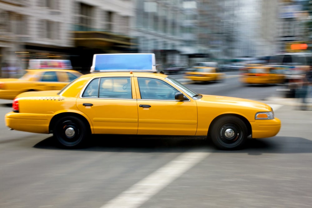 New York city yellow taxi on a busy road